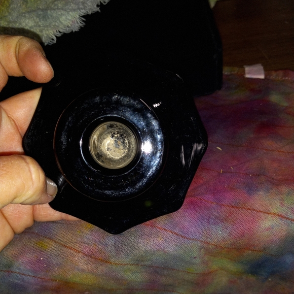 Vintage Black Amethyst Glass Depression  Candle Holders Octagon - Picture 5 of 9